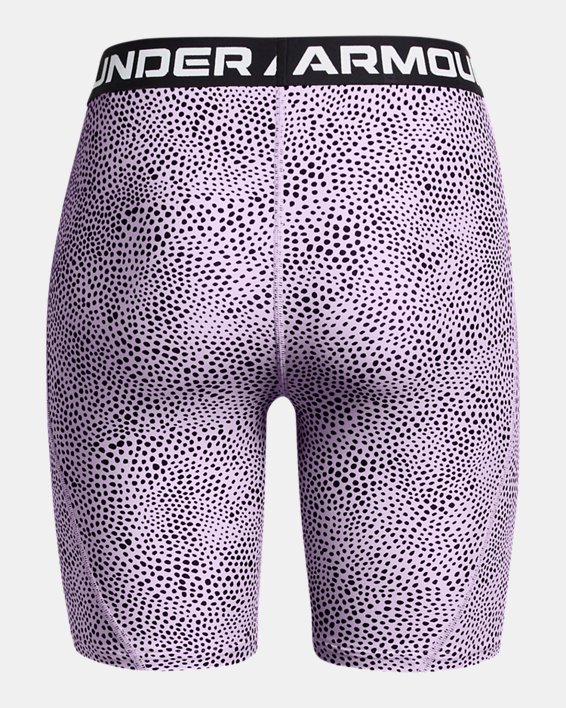 Women's HeatGear® Printed Bike Shorts, Purple, pdpMainDesktop image number 5